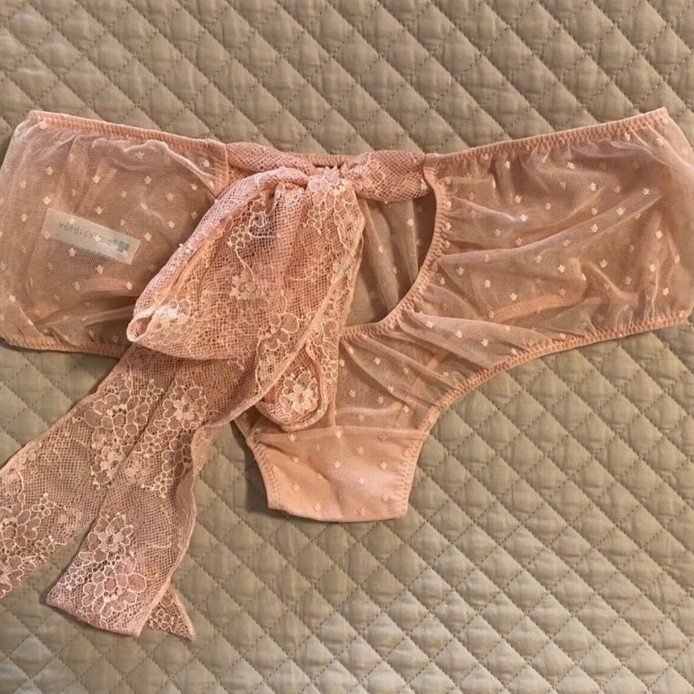 Verdissima Pink Hipster Panties with Cut Out & Bow Back Detail Size Small 2